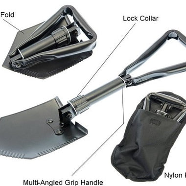 Steel Tri Fold Shovel with Carrying Case
