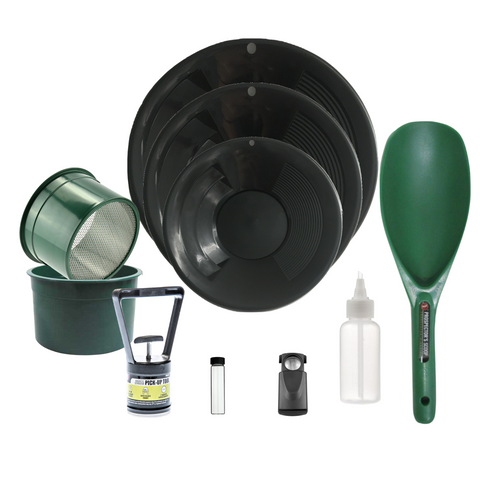 VAS 21 PC Green Backpackers Gold Panning Pan Essentials Kit