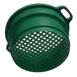 1/2" Mesh Classifier | 6" Deep | Green Plastic Screen With Handle | Stackable Sifting Pan