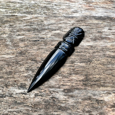 Hand-Carved Obsidian Letter Opener | "Dragon Glass" Knife | 4"