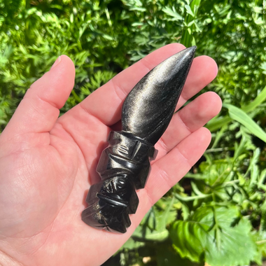 RARE SILVER Obsidian Letter Opener | "Dragon Glass" Knife | 4"