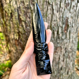 RARE SILVER Obsidian Letter Opener | "Dragon Glass" Knife | 6"