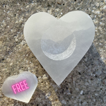 Selenite Heart Candle Holder + Free Puffy Heart!